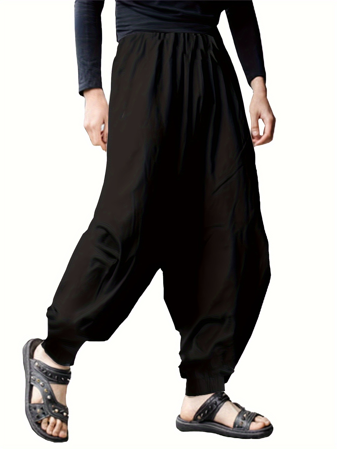 mens casual relaxed version of trousers solid color haren pants details 0