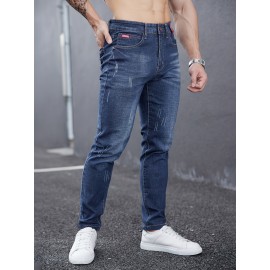 Men's Casual Skinny Jeans, Chic Street Style Stretch Jeans