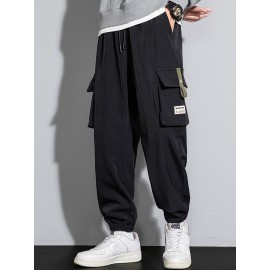 Men's Casual Flap Pocket Thin Cargo Pants, Chic Loose Fit Joggers For Outdoor Activities