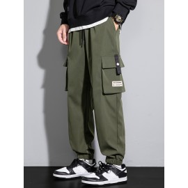 Men's Casual Flap Pocket Thin Cargo Pants, Chic Loose Fit Joggers For Outdoor Activities