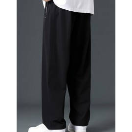 Men's Casual Pocket Joggers, Straight Leg Drawstring Loose Fit Long Sports Pants For Spring Autumn