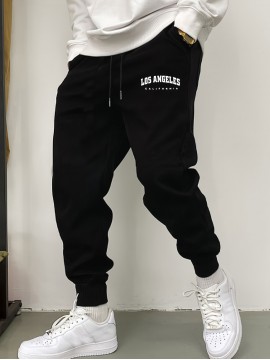 LOS ANGELES Print Sweatpants, Comfortable, Autumn/Winter Joggers