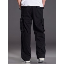 Men's Fleece Lined Casual Pants, Elastic Waist Pants Workwear Leisure Fashion Pants Cargo Pants