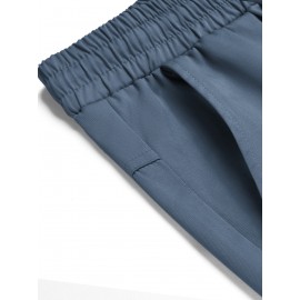 1pc Men'S Casual Cotton Drawstring Pants - Solid Color, Non-Stretch Fabric, Regular Fit, All-Season Straight Leg Cargo Trousers