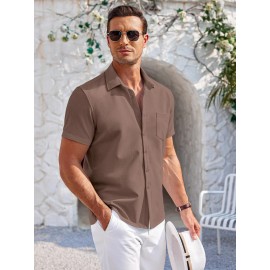 Mens Summer Beach Shirt Short Sleeve Shirts Casual Button Down Shirts Wrinkle Free