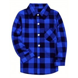 Men's Casual Long Sleeved Shirt, With A Collar Design And Checkered Pattern That Exudes Vitality, And Pocket Design That Is More Convenient.