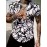 Crackle Pattern Print Men's Color Block Short Sleeve Button Up Lapel Shirt For Summer Resort Holiday, Hawaiian Style