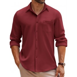 Men'S Long Sleeve Wrinkle Free Shirt Casual Button Down Shirt for Men Untucked Shirts with Pocket