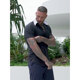 Solid Color Men's Casual Short Sleeve Shirt, Men's Shirt For Summer, Tops For Men