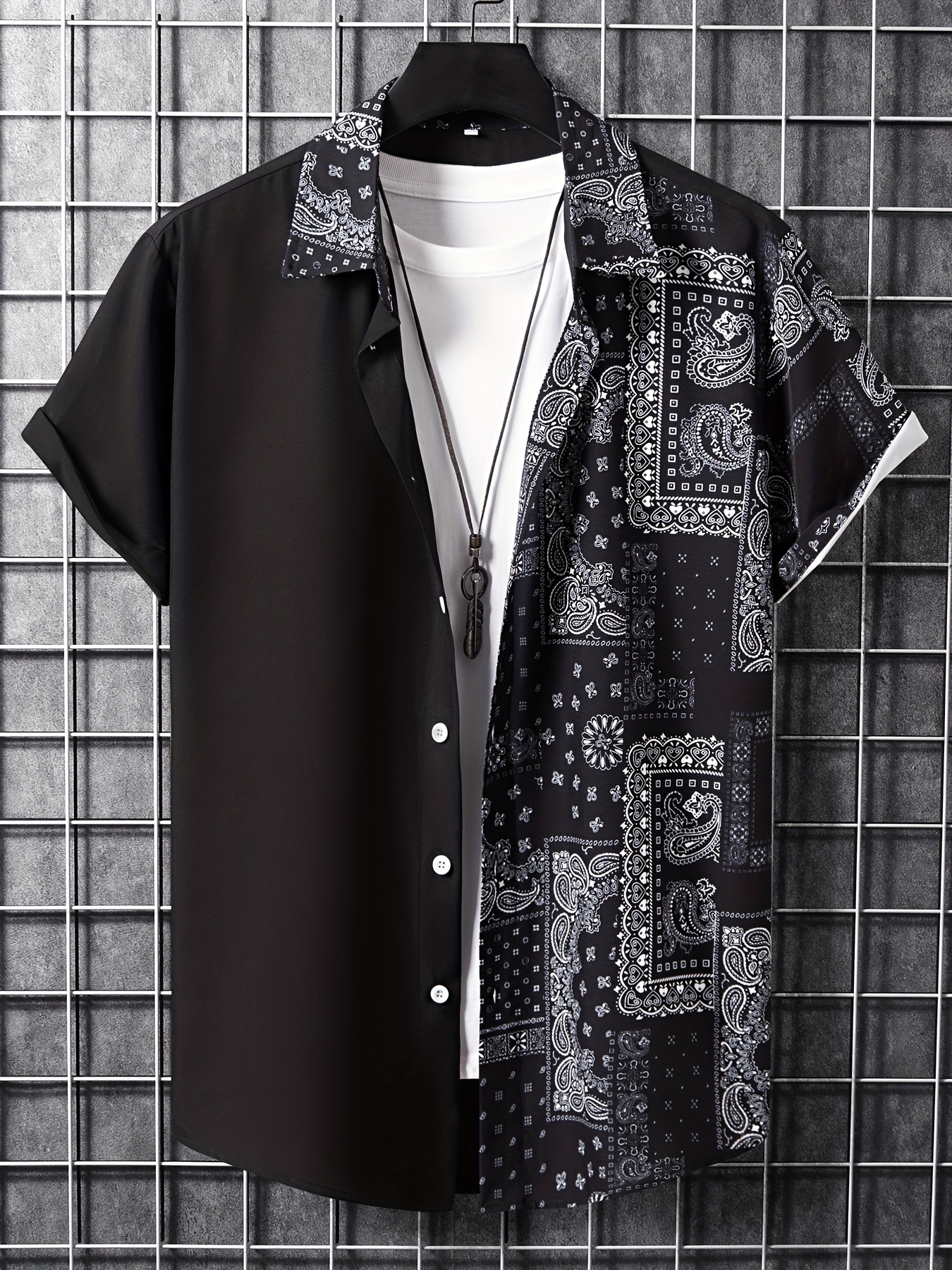 mens retro flower print short sleeve shirt trendy comfortable summer clothing details 4